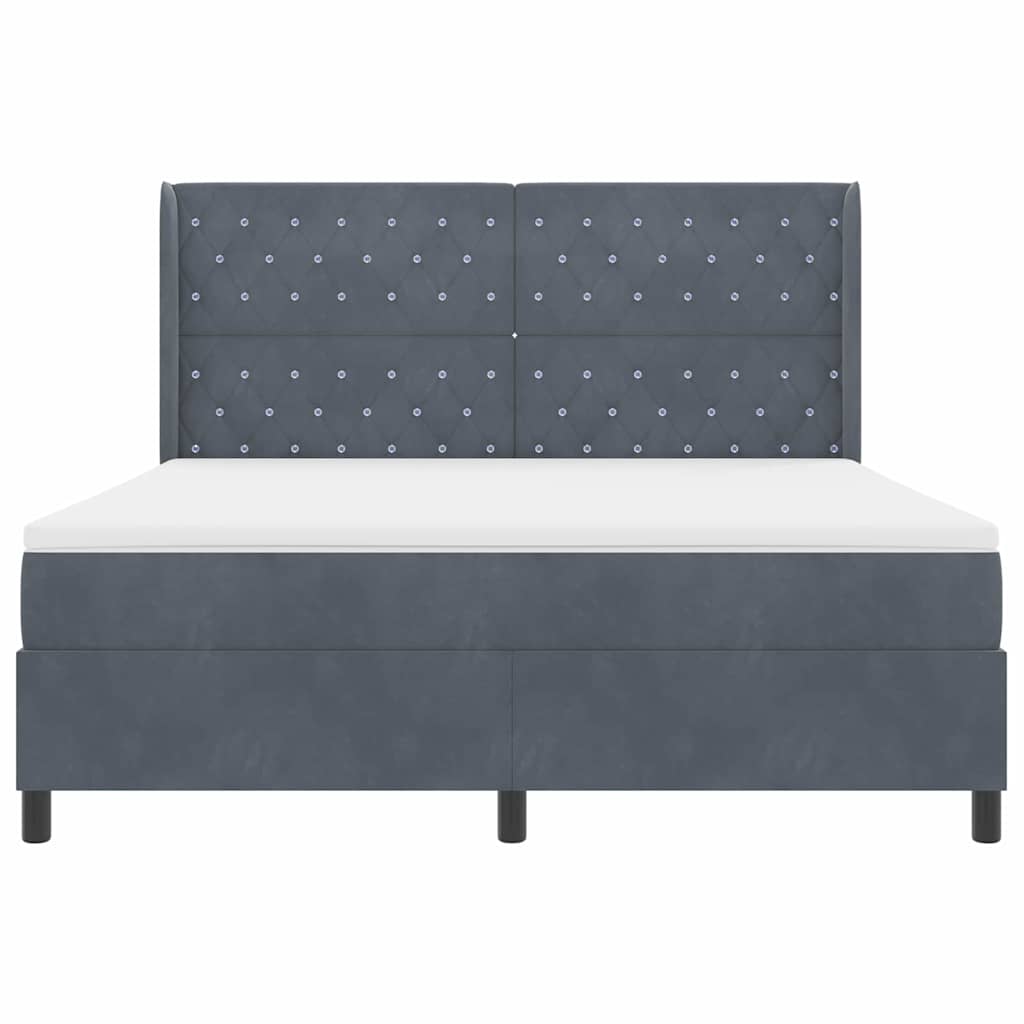 Boxspringbett mit Matratze mit LED Dunkelgrau 180 x 200 cm Samt