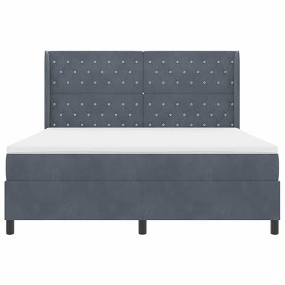 Boxspringbett mit Matratze mit LED Dunkelgrau 180 x 200 cm Samt