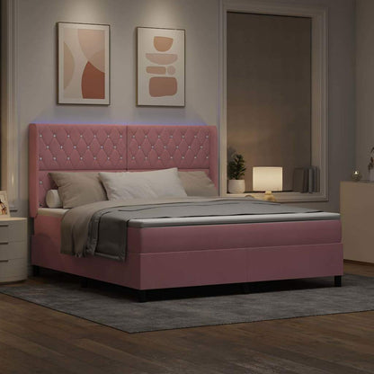 Boxspringbett mit Matratze mit LED Rosa 180 x 200 cm Samt