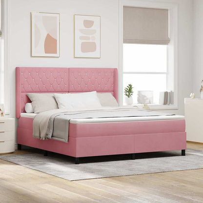 Boxspringbett mit Matratze mit LED Rosa 180 x 200 cm Samt