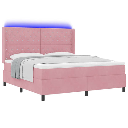Boxspringbett mit Matratze mit LED Rosa 180 x 200 cm Samt