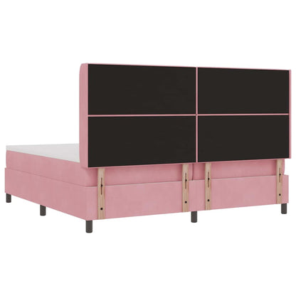 Boxspringbett mit Matratze mit LED Rosa 200 x 200 cm Samt