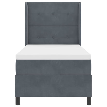 Boxspringbett mit Matratze mit LED Dunkelgrau 90 x 200 cm Samt