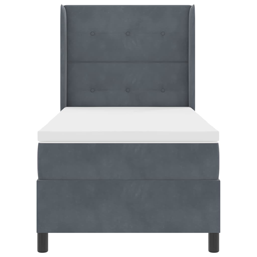 Boxspringbett mit Matratze mit LED Dunkelgrau 100 x 200 cm Samt