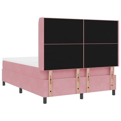 Boxspringbett mit LED-Lichtleisten Rosa 140 x 200 cm Samt