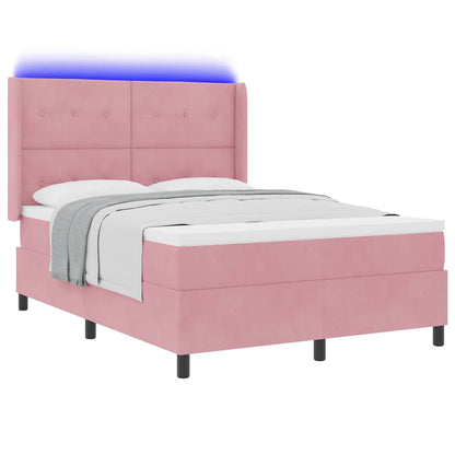 Boxspringbett mit LED-Lichtleisten Rosa 140 x 200 cm Samt