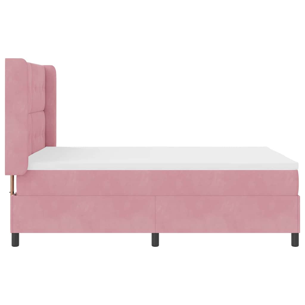 Boxspringbett mit LED-Lichtleisten Rosa 140 x 200 cm Samt