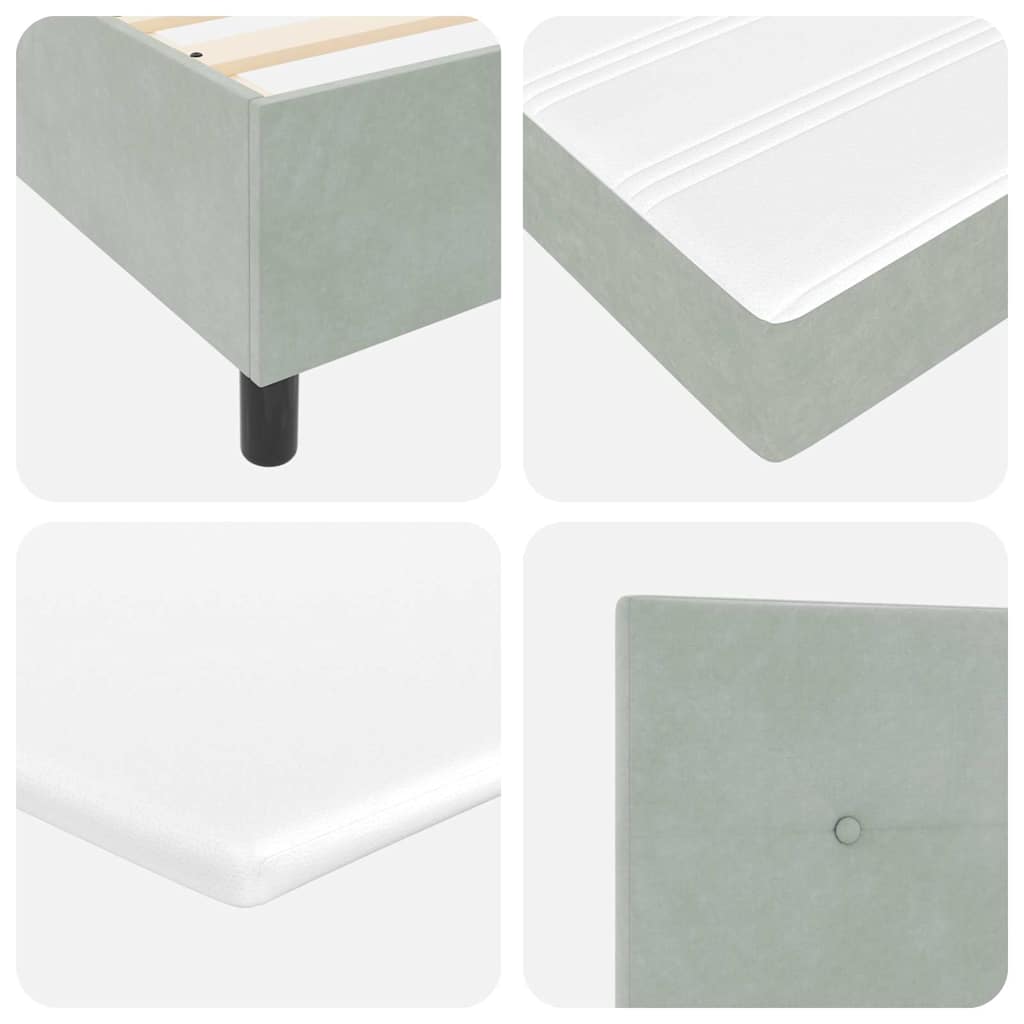 vidaXL LED Boxspringbett mit Matratze Hellgrau 160 x 200 cm Samt