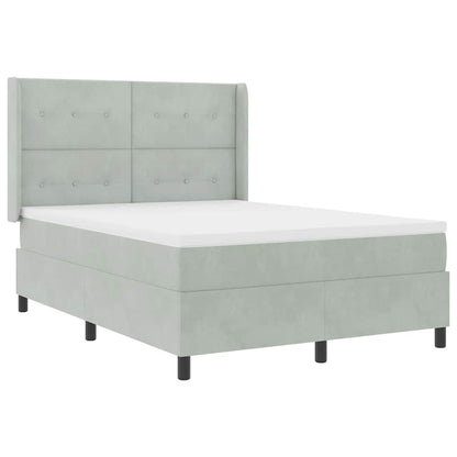 vidaXL LED Boxspringbett mit Matratze Hellgrau 160 x 200 cm Samt