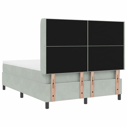 vidaXL LED Boxspringbett mit Matratze Hellgrau 160 x 200 cm Samt