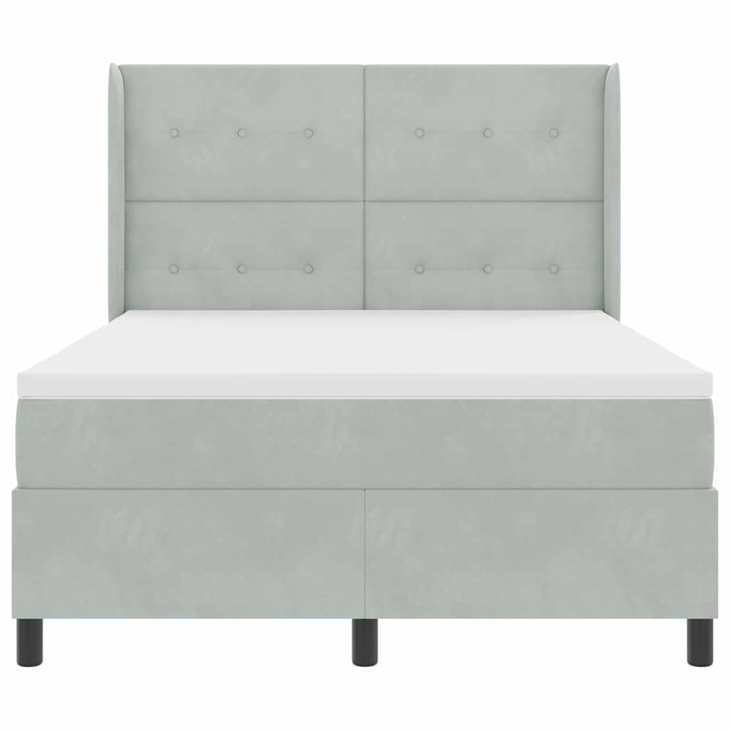 vidaXL LED Boxspringbett mit Matratze Hellgrau 160 x 200 cm Samt
