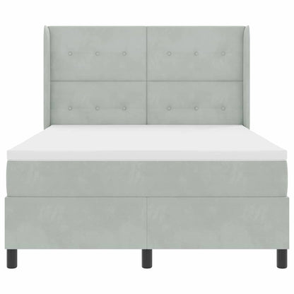 vidaXL LED Boxspringbett mit Matratze Hellgrau 160 x 200 cm Samt