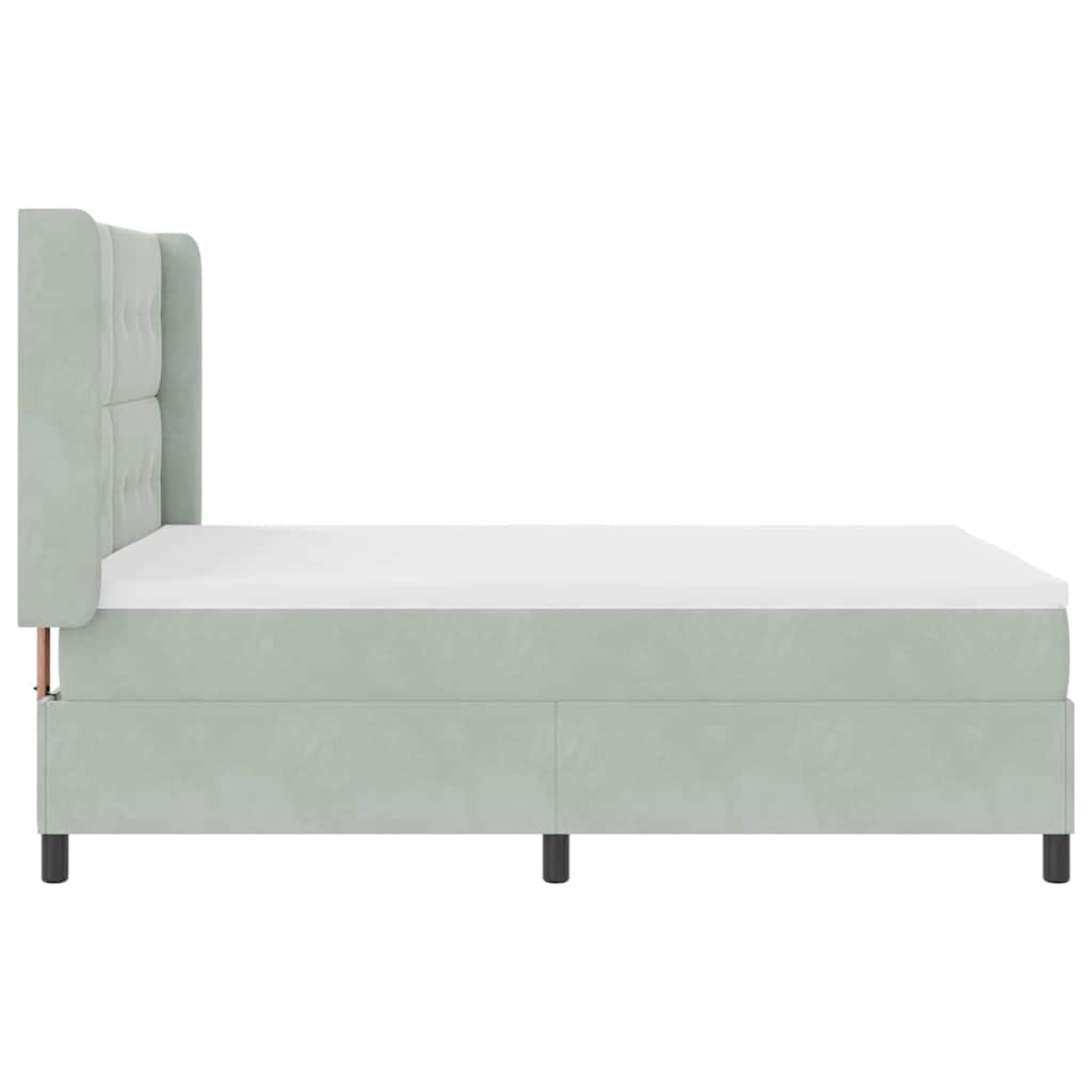 vidaXL LED Boxspringbett mit Matratze Hellgrau 160 x 200 cm Samt
