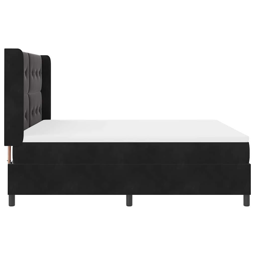 Boxspringbett mit Matratze mit LED Schwarz 180 x 200 cm Samt