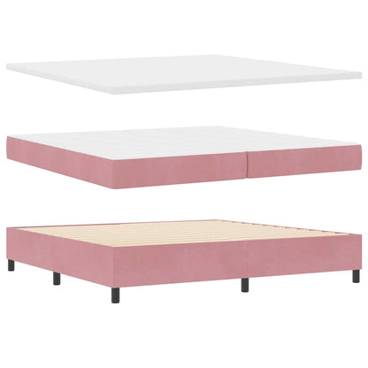 Boxspringbett mit Matratze mit LED Rosa 200 x 200 cm Samt