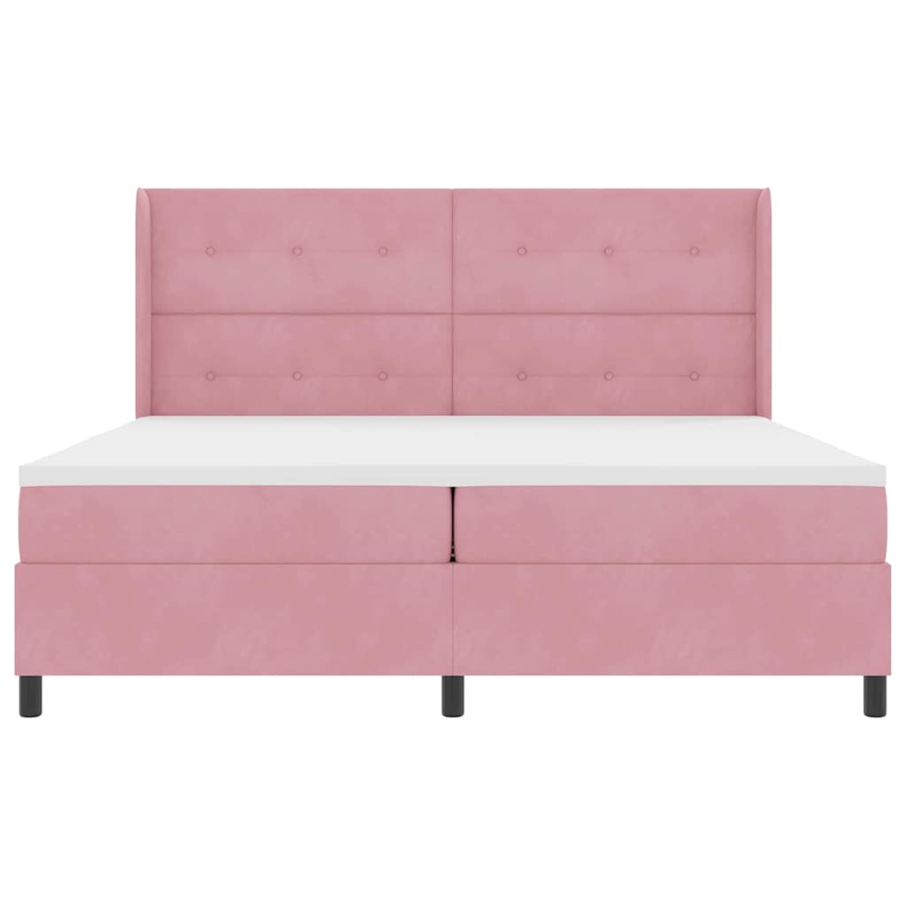Boxspringbett mit Matratze mit LED Rosa 200 x 200 cm Samt
