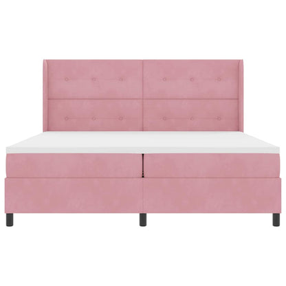 Boxspringbett mit Matratze mit LED Rosa 200 x 200 cm Samt