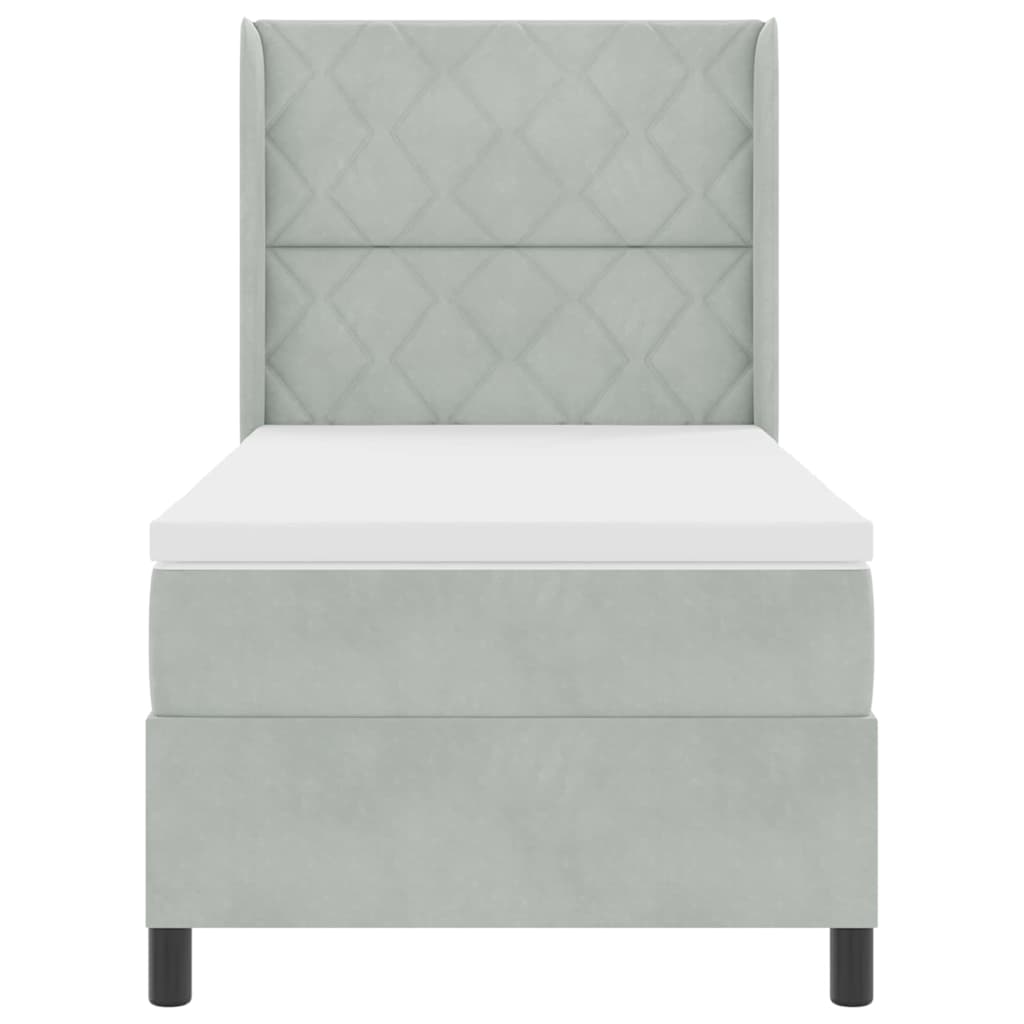 Boxspringbett mit Matratze mit LED Hellgrau 90 x 190 cm Samt