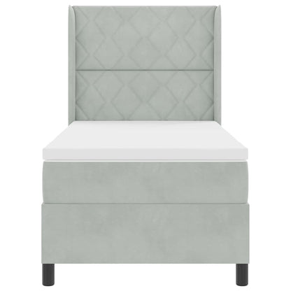 Boxspringbett mit Matratze mit LED Hellgrau 90 x 190 cm Samt