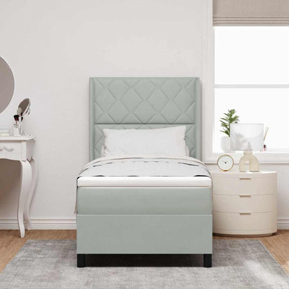 vidaXL Boxspringbett mit Matratze mit LED Hellgrau 90 x 200 cm Samt