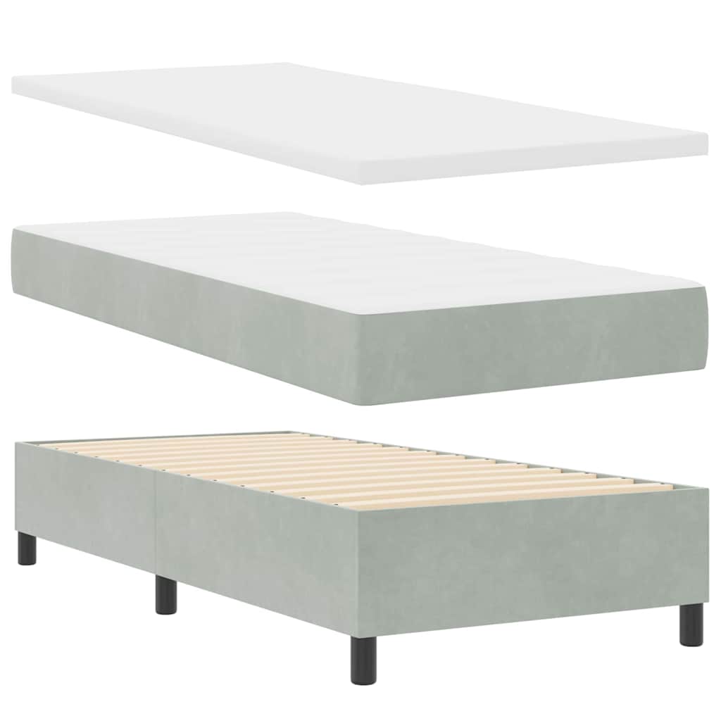vidaXL Boxspringbett mit Matratze mit LED Hellgrau 90 x 200 cm Samt