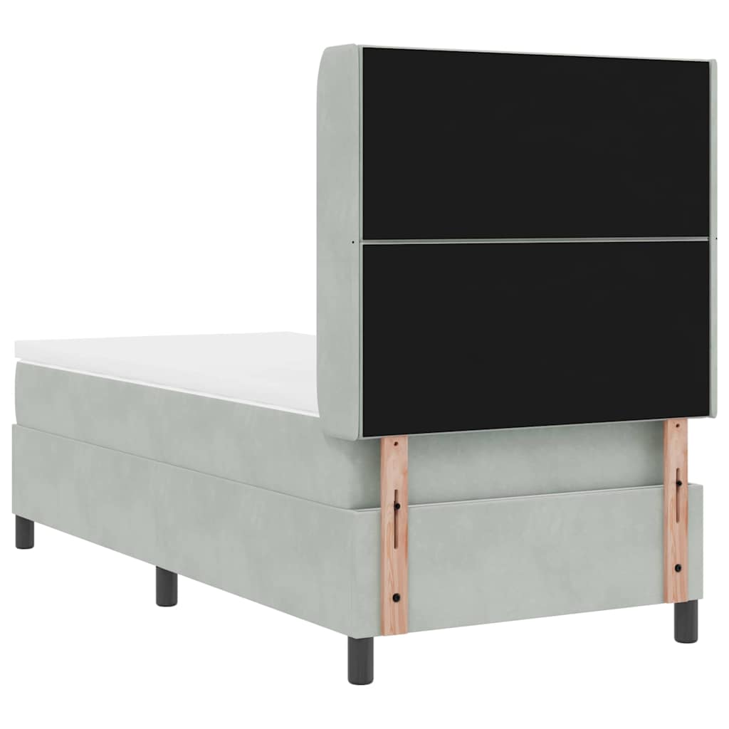 vidaXL Boxspringbett mit Matratze mit LED Hellgrau 90 x 200 cm Samt
