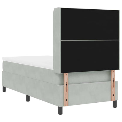 vidaXL Boxspringbett mit Matratze mit LED Hellgrau 90 x 200 cm Samt