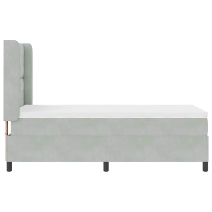 vidaXL Boxspringbett mit Matratze mit LED Hellgrau 90 x 200 cm Samt