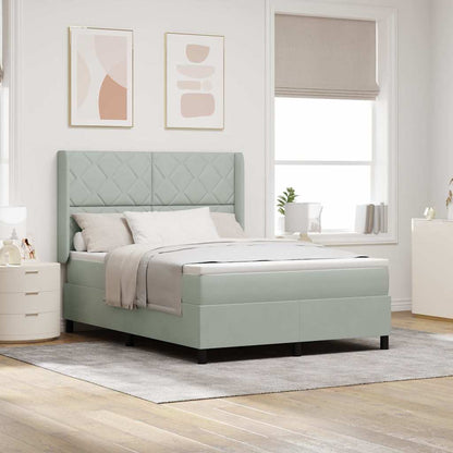 Boxspringbett mit Matratze mit LED Hellgrau 140 x 200 cm Samt