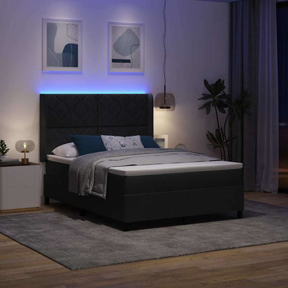 Boxspringbett mit Matratze mit LED Schwarz 140 x 200 cm Samt