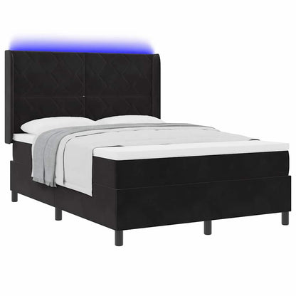 Boxspringbett mit Matratze mit LED Schwarz 140 x 200 cm Samt