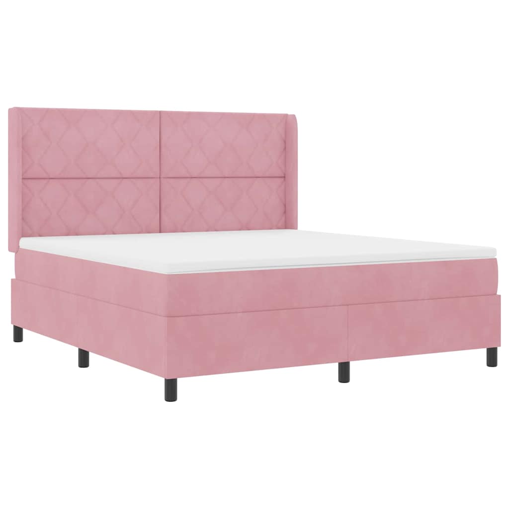 Boxspringbett mit Matratze mit LED Rosa 180 x 200 cm Samt