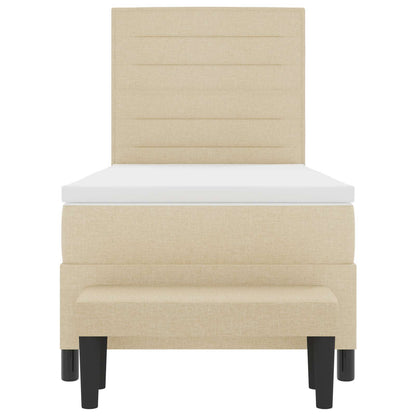 Boxspringbett mit Matratze mit Kopfteil Creme 80 x 200 cm Stoff