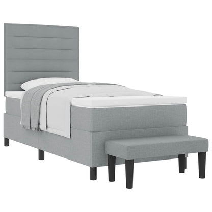 Boxspringbett mit Matratze Hellgrau 90 x 190 cm Stoff