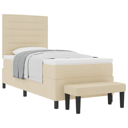 Boxspringbett mit Matratze mit Kopfteil Creme 90 x 190 cm Stoff