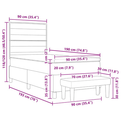 Boxspringbett mit Matratze mit Kopfteil Creme 90 x 190 cm Stoff