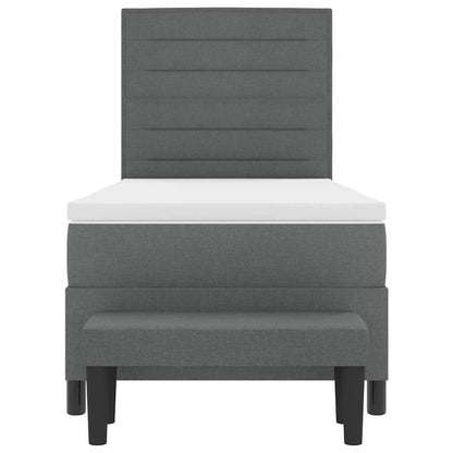 Boxspringbett mit Matratze Dunkelgrau 90 x 200 cm Stoff