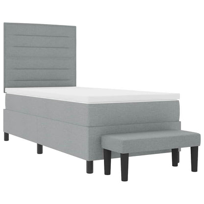 Boxspringbett mit Matratze Hellgrau 100 x 200 cm Stoff
