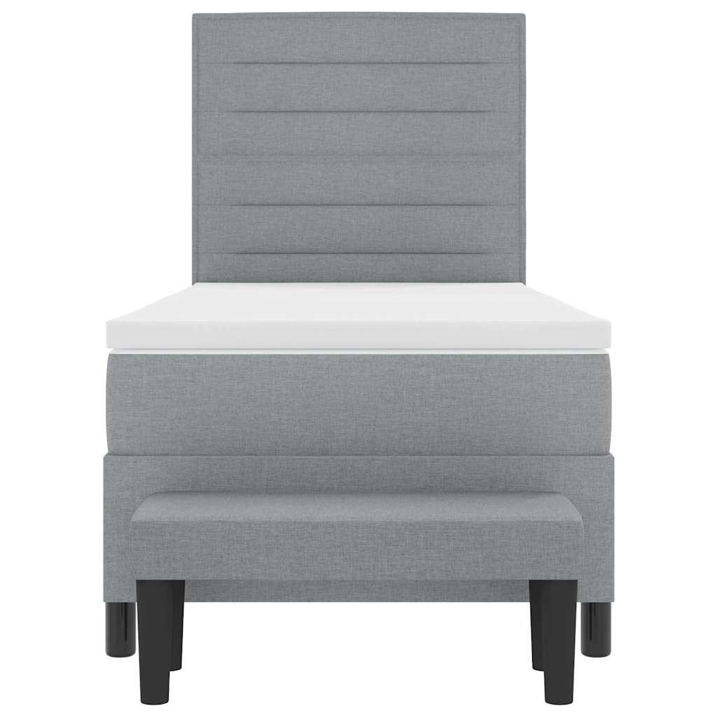 Boxspringbett mit Matratze Hellgrau 100 x 200 cm Stoff