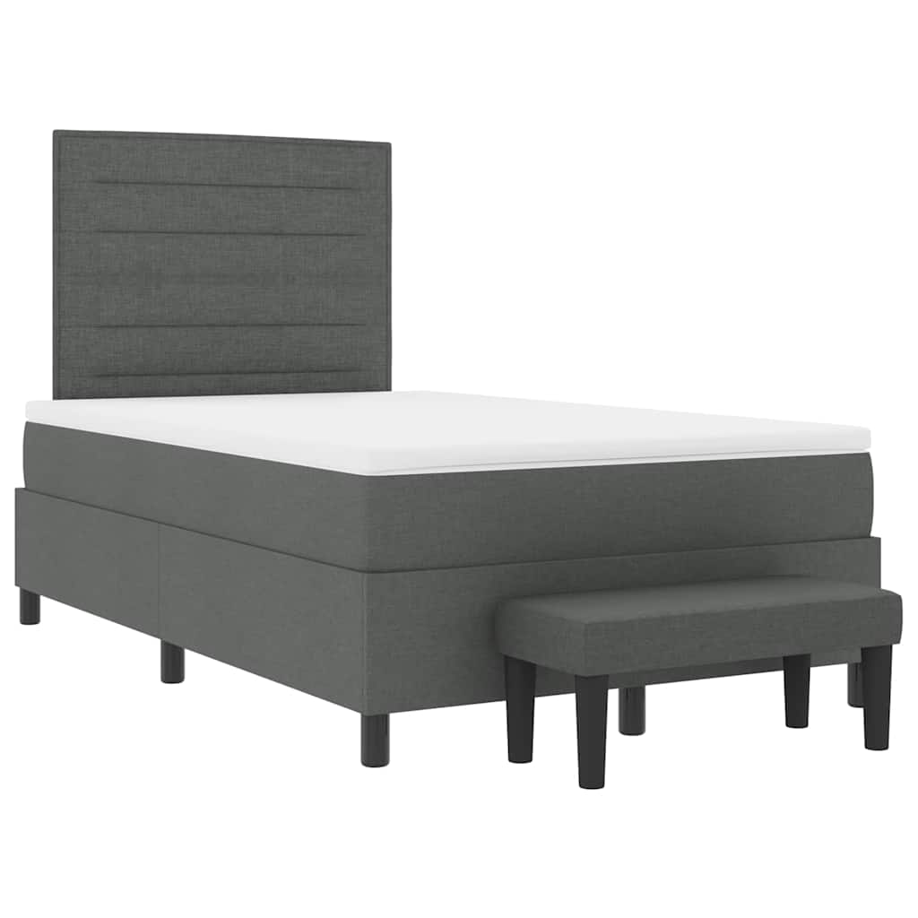 Boxspringbett mit Matratze Dunkelgrau 120 x 200 cm Stoff