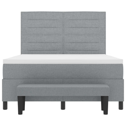 Boxspringbett mit Matratze Hellgrau 140 x 190 cm Stoff