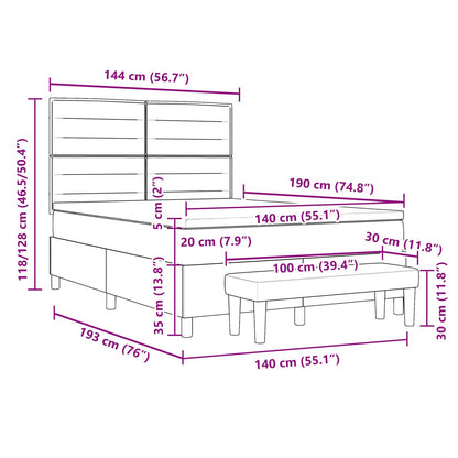 Boxspringbett mit Matratze Hellgrau 140 x 190 cm Stoff