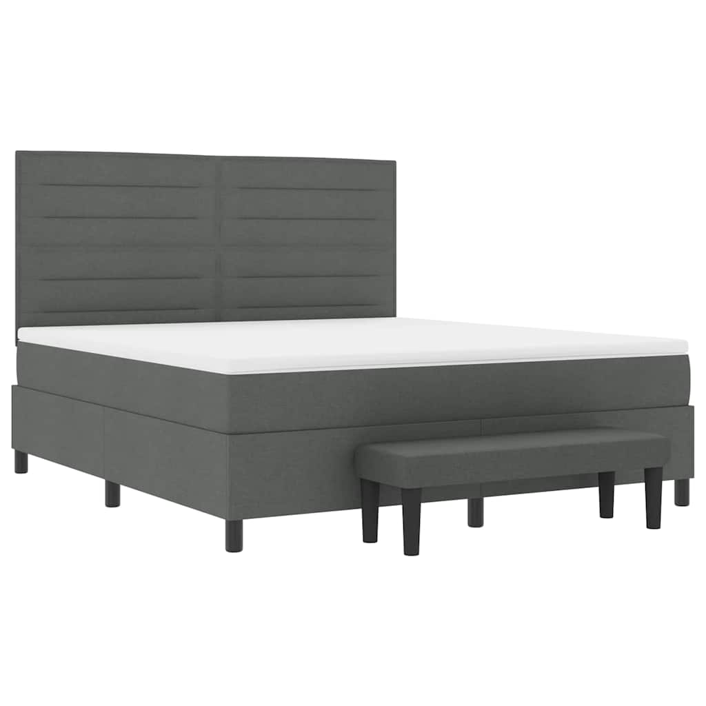 Boxspringbett mit Matratze Dunkelgrau 180 x 200 cm Stoff