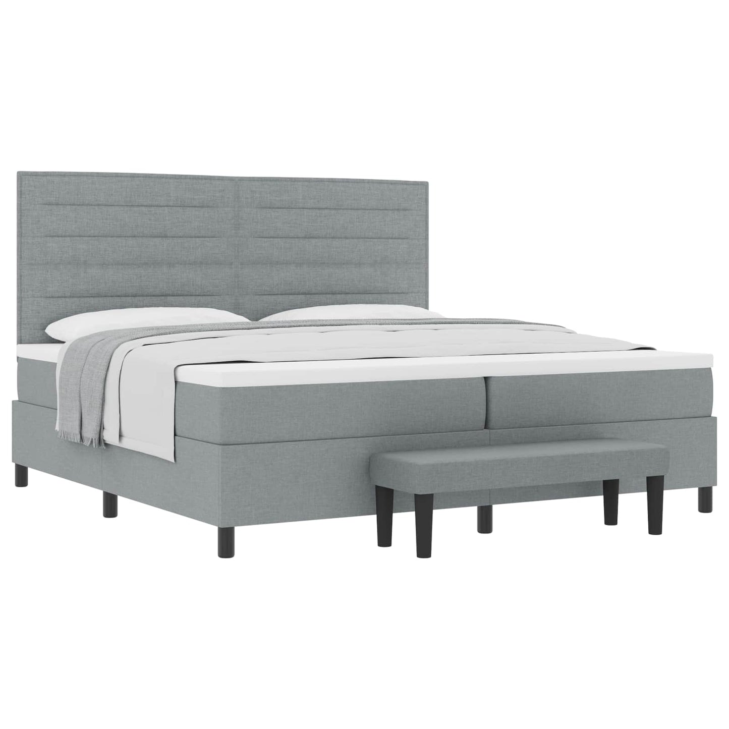 Boxspringbett mit Matratze Hellgrau 200 x 200 cm Stoff