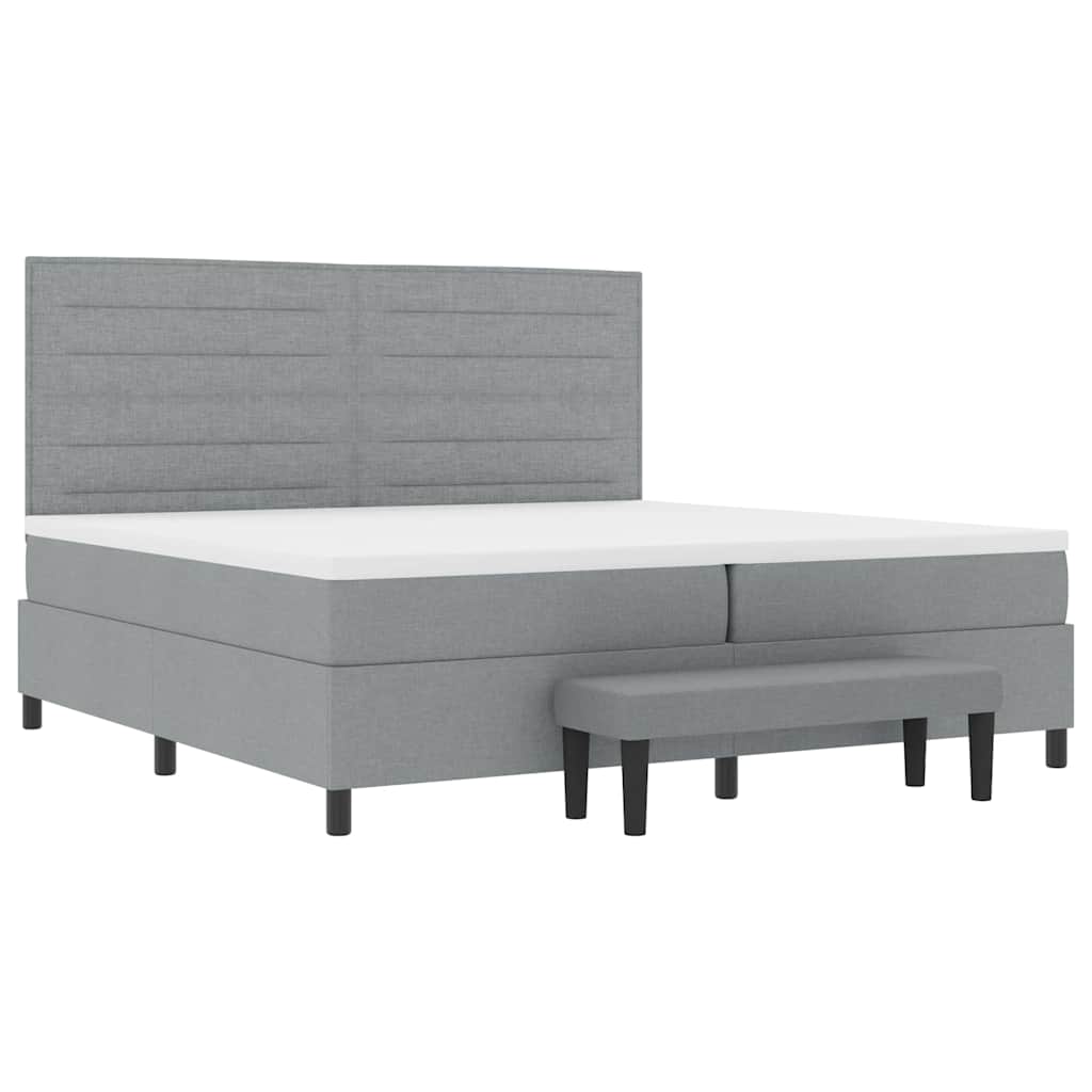 Boxspringbett mit Matratze Hellgrau 200 x 200 cm Stoff