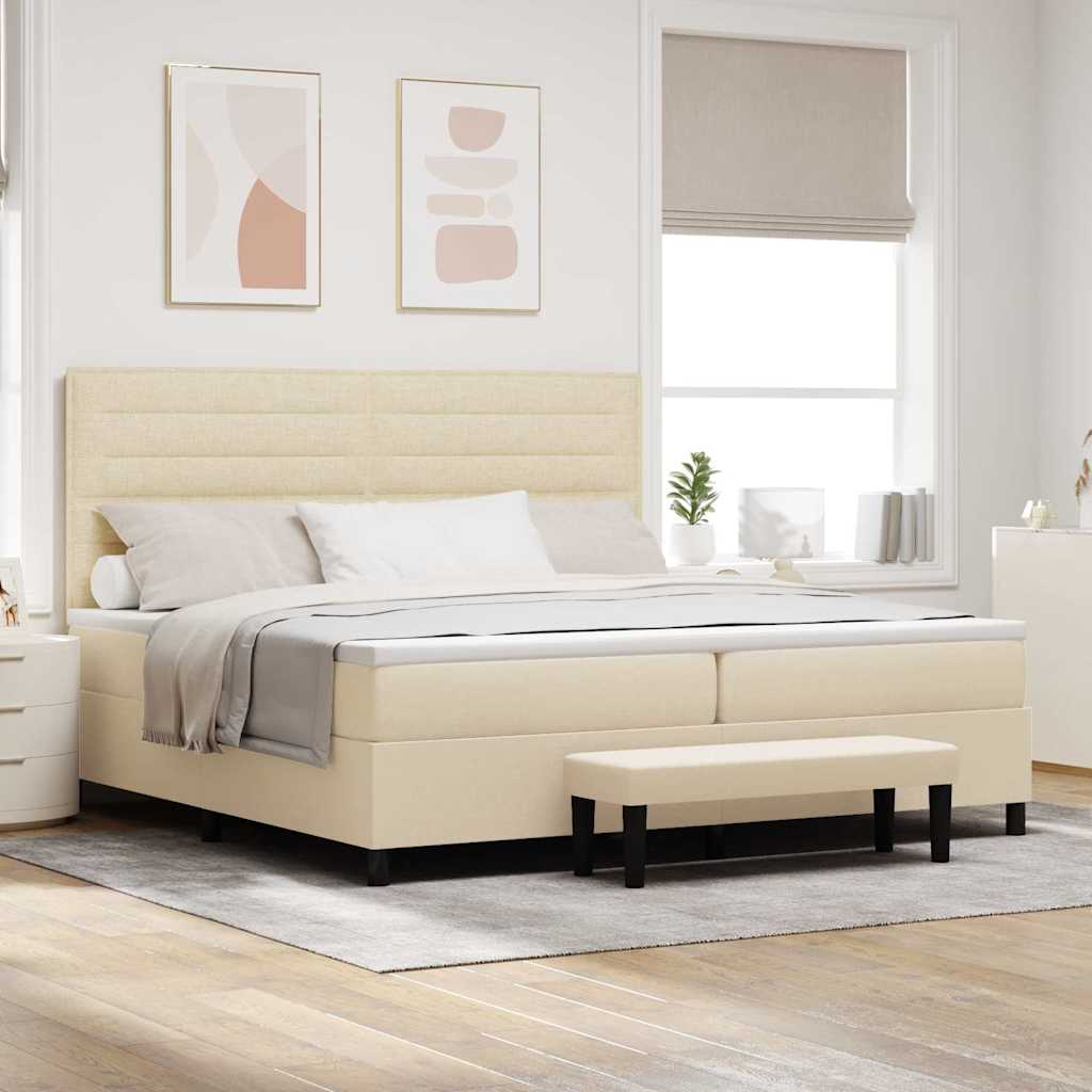 Boxspringbett mit Matratze Creme 200 x 200 cm Stoff