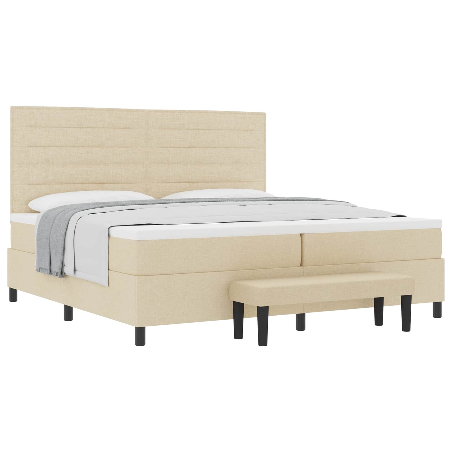 Boxspringbett mit Matratze Creme 200 x 200 cm Stoff