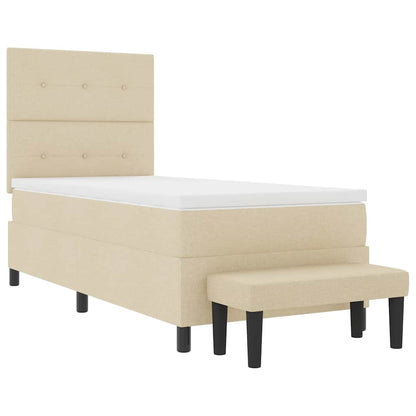 Boxspringbett mit Matratze mit Kopfteil Creme 80 x 200 cm Stoff