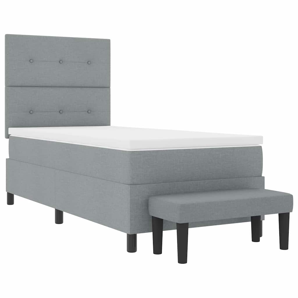 Boxspringbett mit Matratze Hellgrau 90 x 190 cm Stoff