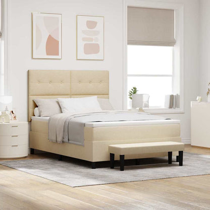 Boxspringbett mit Matratze Creme 140 x 190 cm Stoff